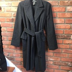 Banana Republic Wool Wrap Coat Belt Pockets Vintage Oversized Lined Notch Collar